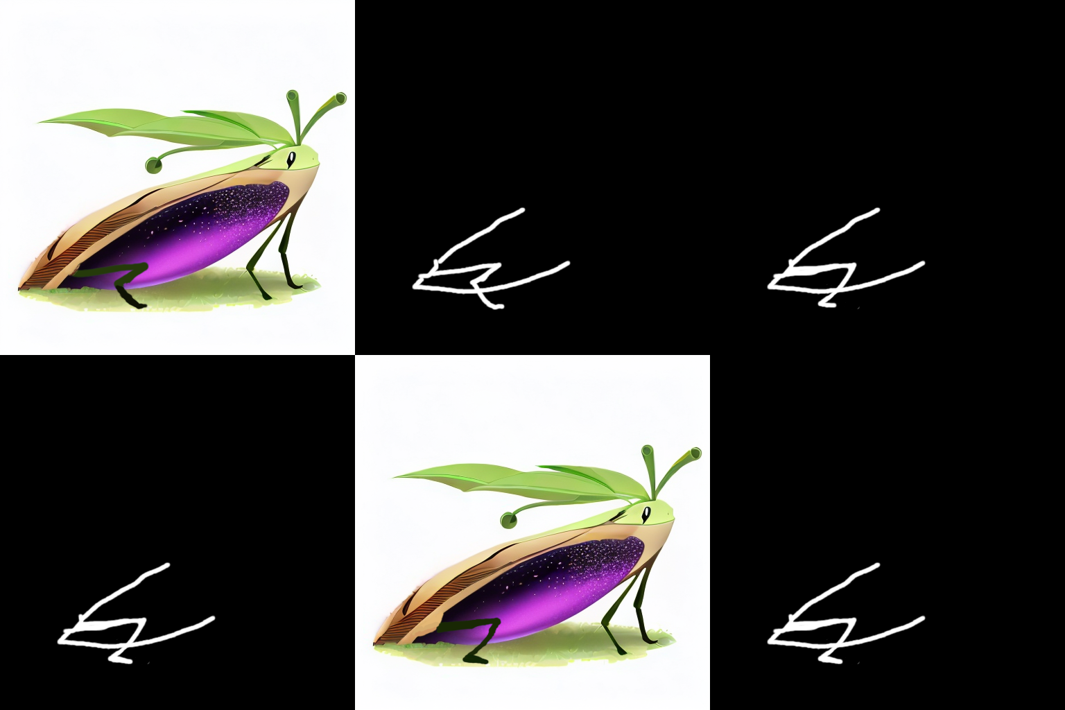 Manually painting rough leg variations, and fresh controlnet scribbles for each.
