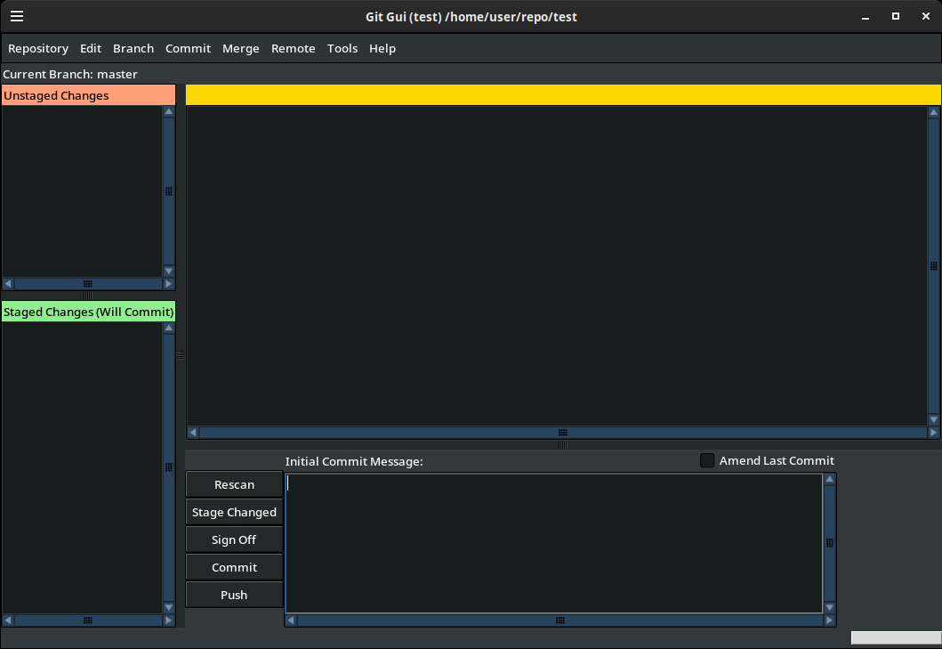 git gui fully themed in dark mode, including the title bar